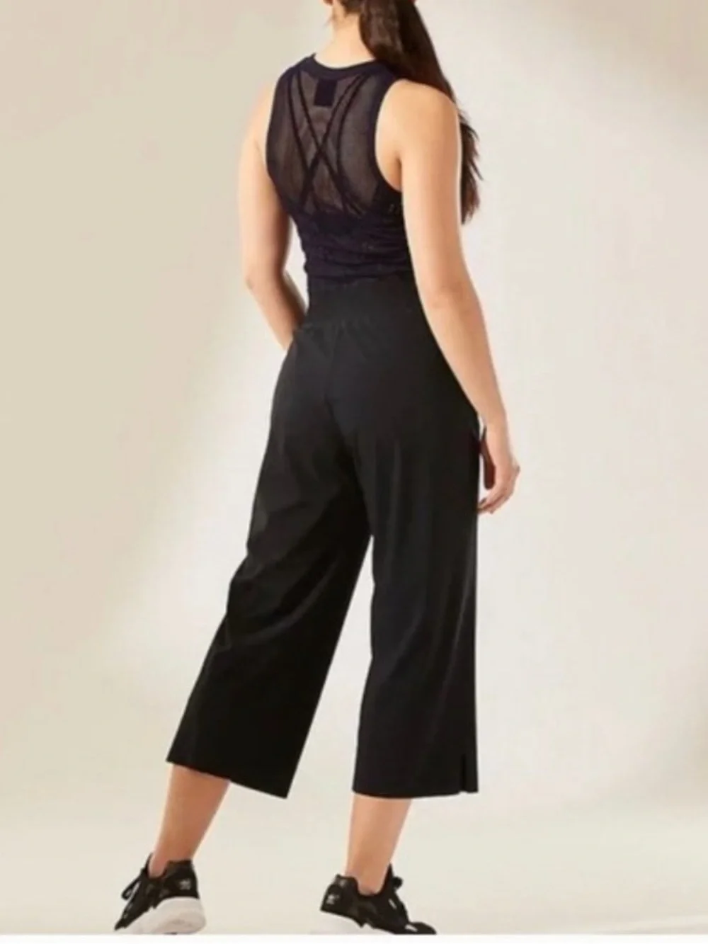 Athleta Cosmic Crop High Rise Wide Leg Ankle Pants XS Black